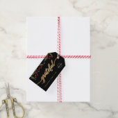 Elegante zwarte botanische 'Dankbaar' kerst aangep Cadeaulabel (Met Touw)