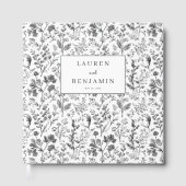 Elegante Zwarte Botanische Gastenboek (Voorkant)