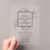 Elegante zwarte botanische Lijst bruiloft Acryl Uitnodigingen (Insitu (Draagbaar))