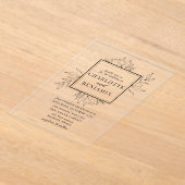 Elegante zwarte botanische Lijst bruiloft Acryl Uitnodigingen (Laagn)