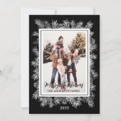 Elegante zwarte botanische Lijst kerst Feestdagenkaart (Voorkant)