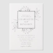 Elegante zwarte botanische vierkante Lijst bruilof Vellum Uitnodigingen (Voorkant)