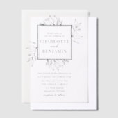 Elegante zwarte botanische vierkante Lijst bruilof Vellum Uitnodigingen (Offset)