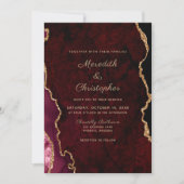 Elegante zwarte Bourgogne Agaat bruiloft Kaart (Voorkant)