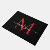 Elegante zwarte Bourgogne Custom Monogram Script N Deurmat (Schuin)