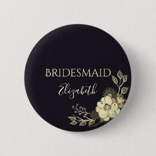 Elegante zwarte bruidsmeisje ronde button 5,7 cm