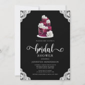 Elegante zwarte bruidstaart Vrijgezellenfeest Kaart (Voorkant)