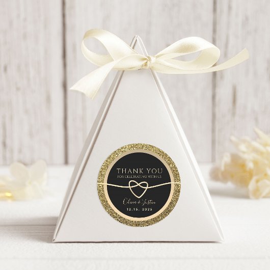 Elegante zwarte bruiloft Dank u Sticker