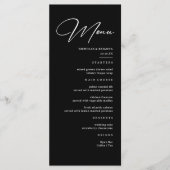 Elegante Zwarte Bruiloft Menu (Voorkant)