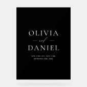 Elegante zwarte bruiloft minimalistisch welkomstbo acryl bord (Voorkant)