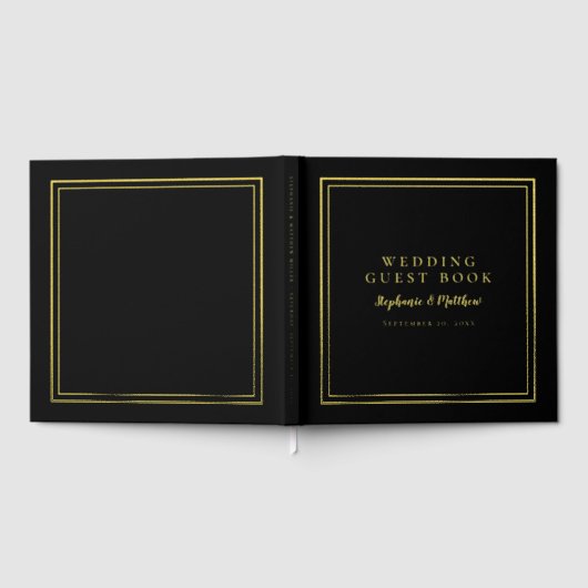 Elegante zwarte bruiloft moderne kalligrafie echt  gastenboek (Volledig)