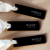 Elegante zwarte bruiloft naam plaats kaarten