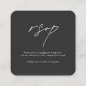 Elegante zwarte bruiloft RSVP Kaart met QR-code (Voorkant)