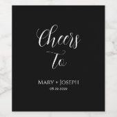 Elegante zwarte bruiloft wijnlabel Sticker (Enkel label)