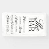 Elegante Zwarte Bruiloftsbar Menu Ontvangst Decora Spandoek (Horizontaal)