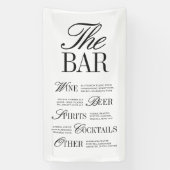 Elegante Zwarte Bruiloftsbar Menu Ontvangst Decora Spandoek (Verticaal)