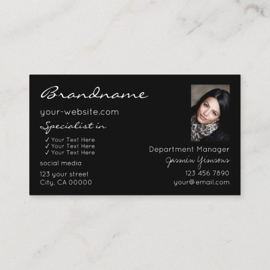 Elegante Zwarte Bruine Glitter Sterren Chic met Fo Visitekaartje (Achterkant)