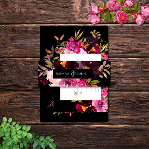 Elegante Zwarte Burgundy Roze Bloemrijke Lijst Uitnodigingen Wikkel