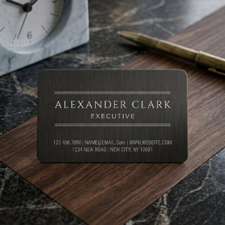 Elegante zwarte businesscard van geborsteld metaal visitekaartje