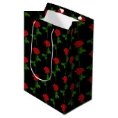 Elegante zwarte cadeautas met handgetekende rode r (Voorkant Gekanteld)