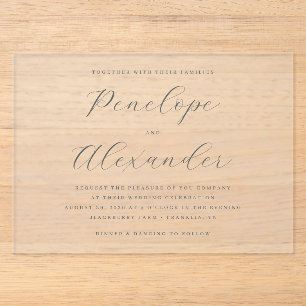 Elegante Zwarte Calligrafie Acryl Uitnodigingen