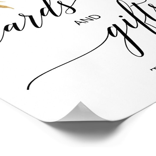 Elegante Zwarte Calligrafie Bloemkaarten & Cadeaub Poster (Hoek)