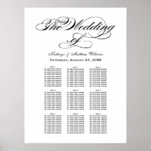 Elegante Zwarte Calligrafie Bruiloft Zitplaatskaar
