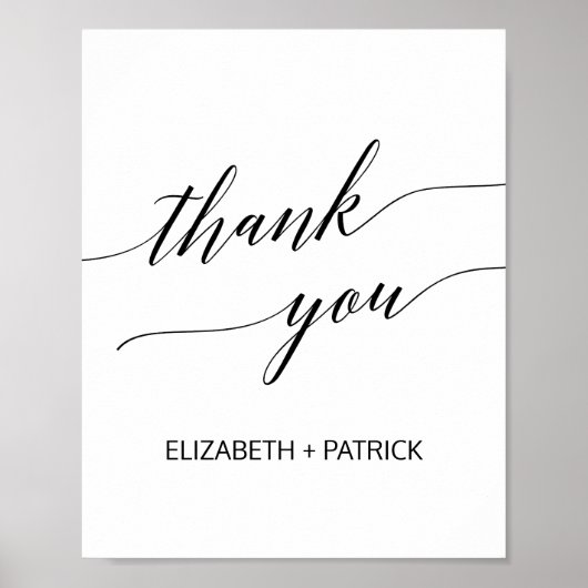 Elegante Zwarte Calligrafie Dank Je Poster (Voorkant)