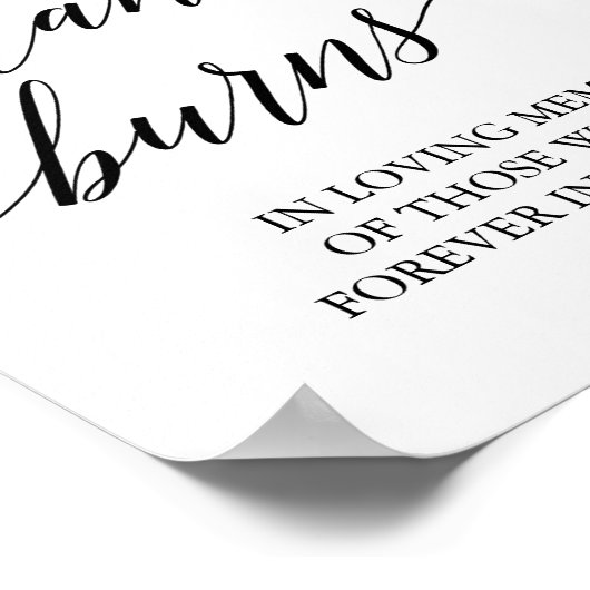 Elegante Zwarte Calligrafie Deze Kaars Brandt Bord Poster (Hoek)