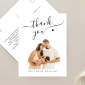 Elegante Zwarte Calligrafie Doop Foto Dankjewel Briefkaart