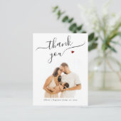 Elegante Zwarte Calligrafie Doop Foto Dankjewel Briefkaart (Staand voorkant)