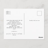 Elegante Zwarte Calligrafie Doop Foto Dankjewel Briefkaart (Achterkant)