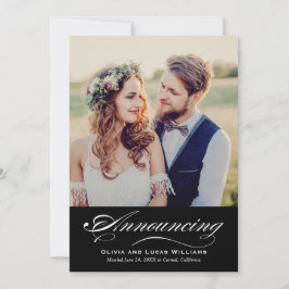 Elegante Zwarte Calligrafie Foto Ontvangst Kaart