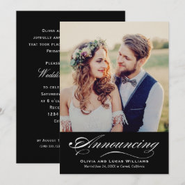 Elegante Zwarte Calligrafie Foto Ontvangst Kaart