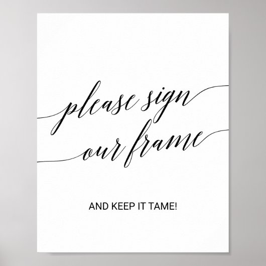 Elegante Zwarte Calligrafie Gelieve Ons Frame Te O Poster (Voorkant)