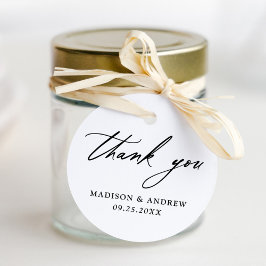 Elegante Zwarte Calligrafie Huwelijks Dankjewel Bedankjes Labels