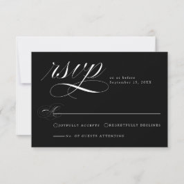 Elegante Zwarte Calligrafie Huwelijks RSVP Kaart