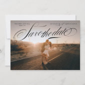 Elegante Zwarte Calligrafie Klassieke QR Code Foto Save The Date (Voorkant)