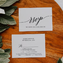 Elegante Zwarte Calligrafie Menu Keuze RSVP Kaart