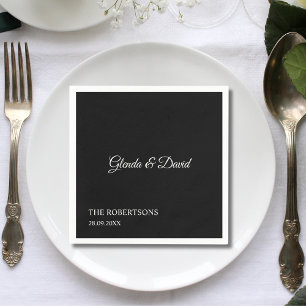 Elegante Zwarte Calligrafie Persoonlijke Huwelijk Servet