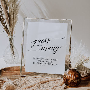 Elegante Zwarte Calligrafie Raad Hoeveel Kusjes Poster