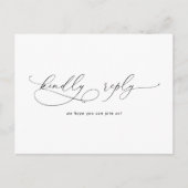 Elegante Zwarte Calligrafie RSVP Briefkaart (Voorkant)