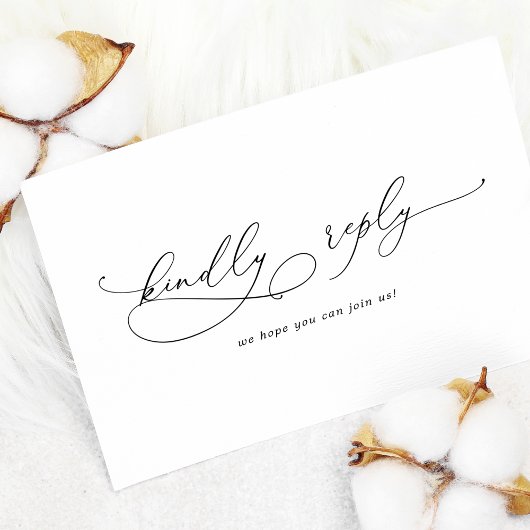 Elegante Zwarte Calligrafie RSVP Briefkaart
