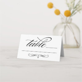 Elegante Zwarte Calligrafie Script Witte Trouw Plaatskaartje