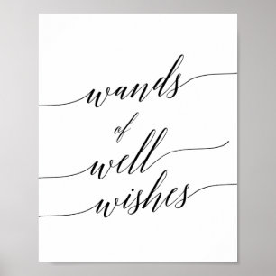 Elegante Zwarte Calligrafie Staven Wensen Teken Poster