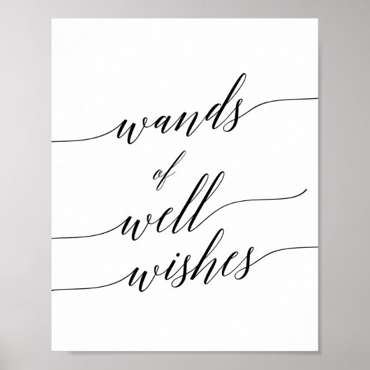 Elegante Zwarte Calligrafie Staven Wensen Teken Poster (Voorkant)