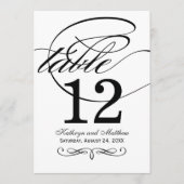 Elegante Zwarte Calligrafie Tafelnummerkaart Kaart (Voorkant)