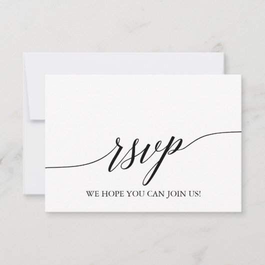Elegante Zwarte Calligrafie Website RSVP Kaart (Voorkant)