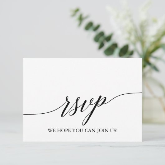 Elegante Zwarte Calligrafie Website RSVP Kaart (Staand voorkant)