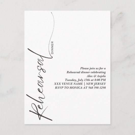 Elegante Zwarte Calligrafie Witte Minimale Proef  Briefkaart (Voorkant)